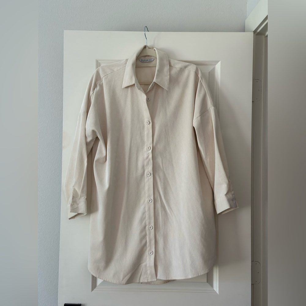ASOS Cream Button-Up Shirt Dress